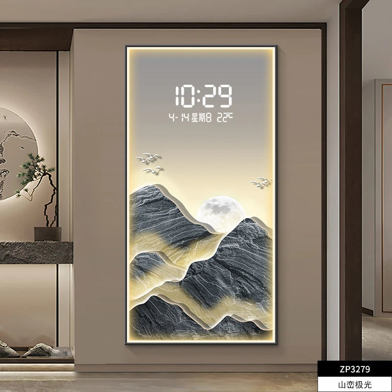 Digital Wall Clock Painting with LEDs Japan Style
