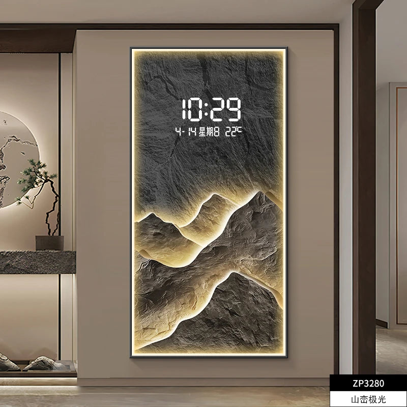 Digital Wall Clock Painting with LEDs Japan Style