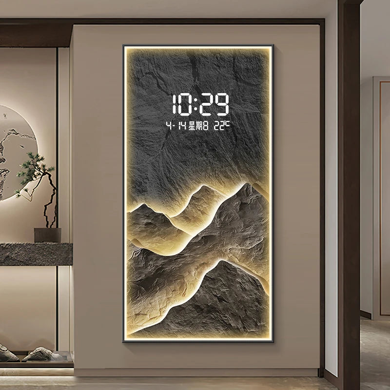 Digital Wall Clock Painting with LEDs Japan Style