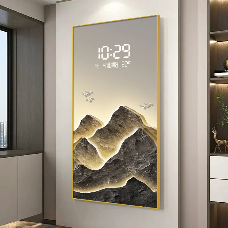 Digital Wall Clock Painting with LEDs Japan Style