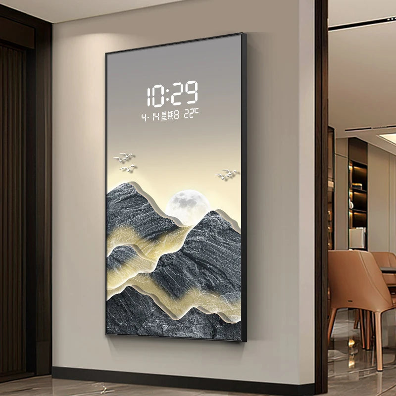 Digital Wall Clock Painting with LEDs Japan Style