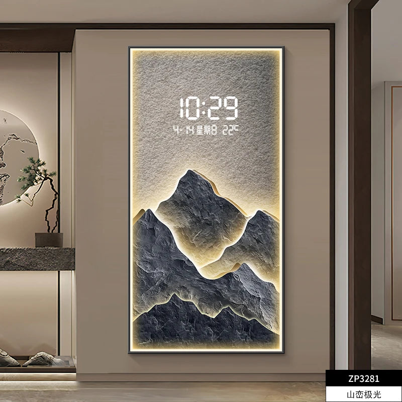 Digital Wall Clock Painting with LEDs Japan Style
