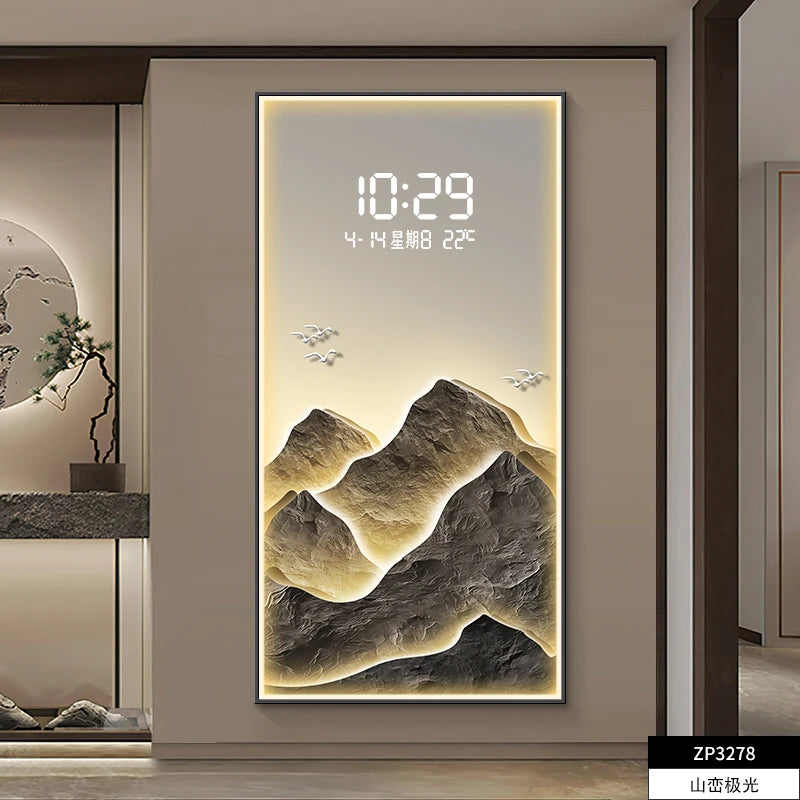 Digital Wall Clock Painting with LEDs Japan Style